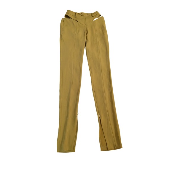 HANWEN Pants - Hanwen New York Chartrushe‎ Hip Cut-Out Slim Trousers Ankle Slit Pants Sz XS